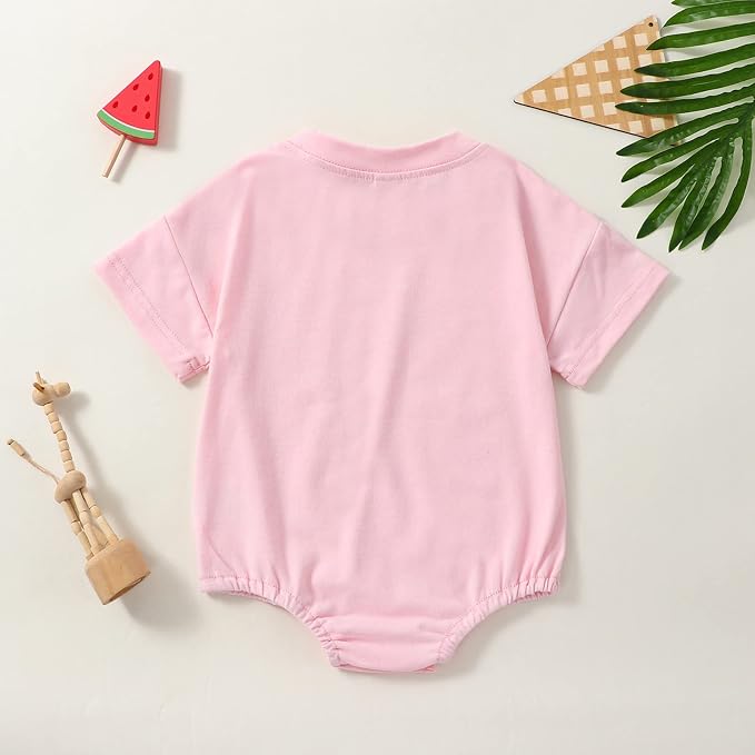 Baby Boy Girl Bubble Romper Infant Plain Oversize T-shirt Bodysuit - Image 5