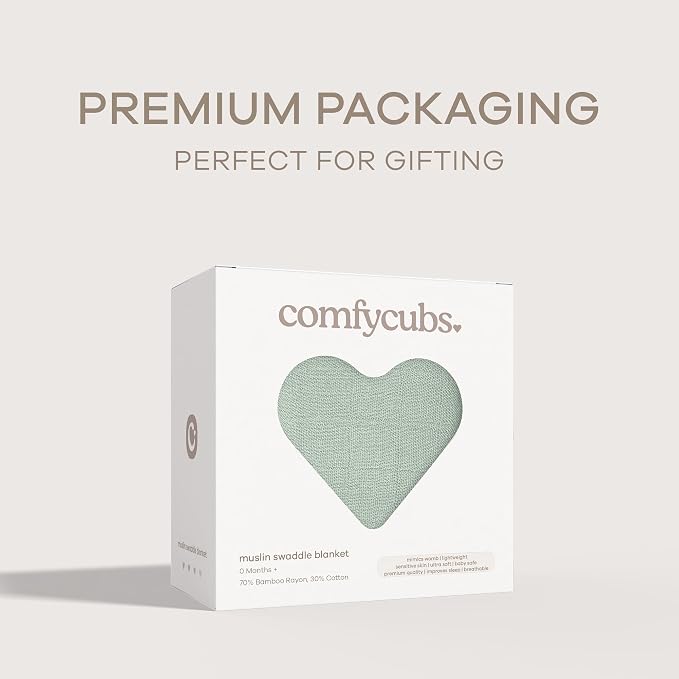 Comfy Cubs Muslin Swaddle Blankets Pack of 1, 47 x 47 Inch Soft Cotton Baby - Image 4