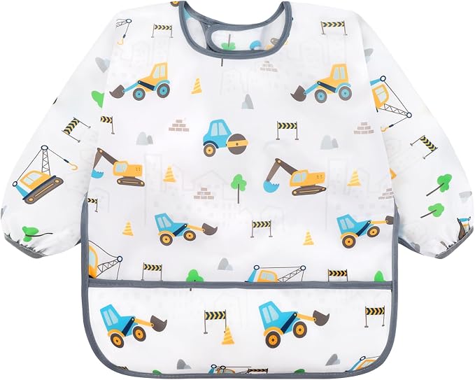 Accmor 4 Pack Long Sleeve Bibs, Baby Smock Waterproof Full Sleeved Bib - Image 9