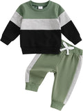 Toddler Baby Boy Fall Outfits Long Sleeve Crew Neck Pullover Sweatshirt + Jogger Pants Set Infant Winter Clothes