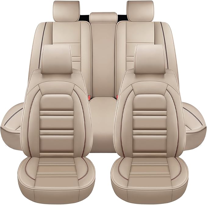Seat Covers for Infiniti g35 2003-2008 | 5-Seats Leather Seat Covers, Easy to Install Automotive Seat Covers Full Set (Full Set, Beige)