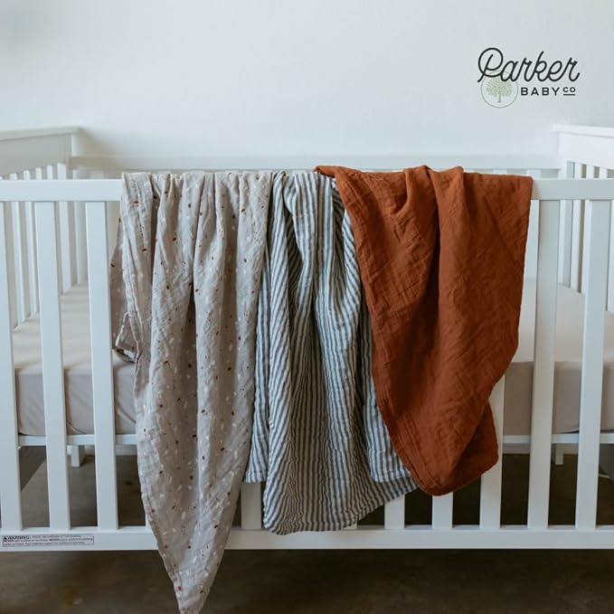 Parker Baby Co. Soft Muslin Baby Swaddle Blankets, 3 Pack - Image 7