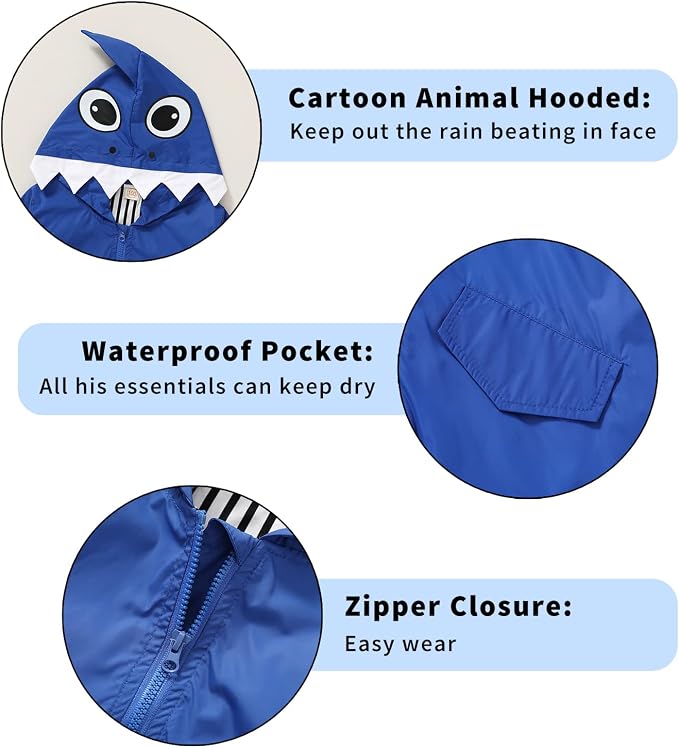 YOUNGER TREE Toddler Baby Boy Girl Duck Raincoat Cute Cartoon Hoodie Zipper - Image 4
