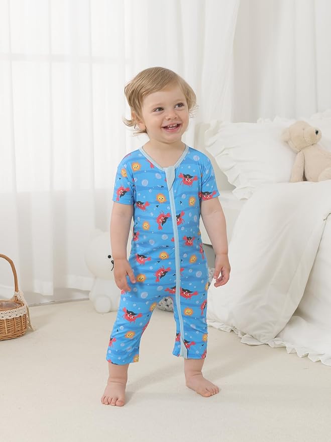GUISBY Baby Rayon of Bamboo Short Sleeve Footless Zipper Romper 2 Pack | Soft - Image 7