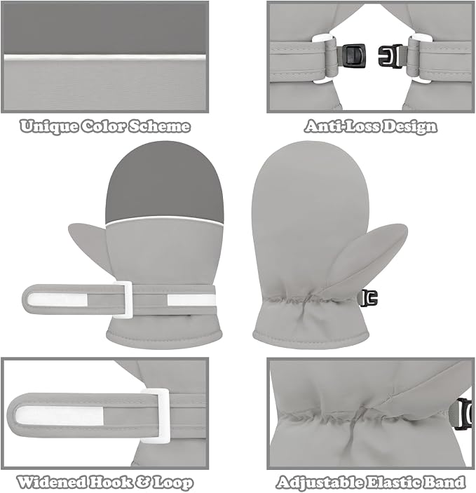 Sarfel Toddler Mittens Waterproof Toddler Gloves Baby Winter Mittens Toddler - Image 5