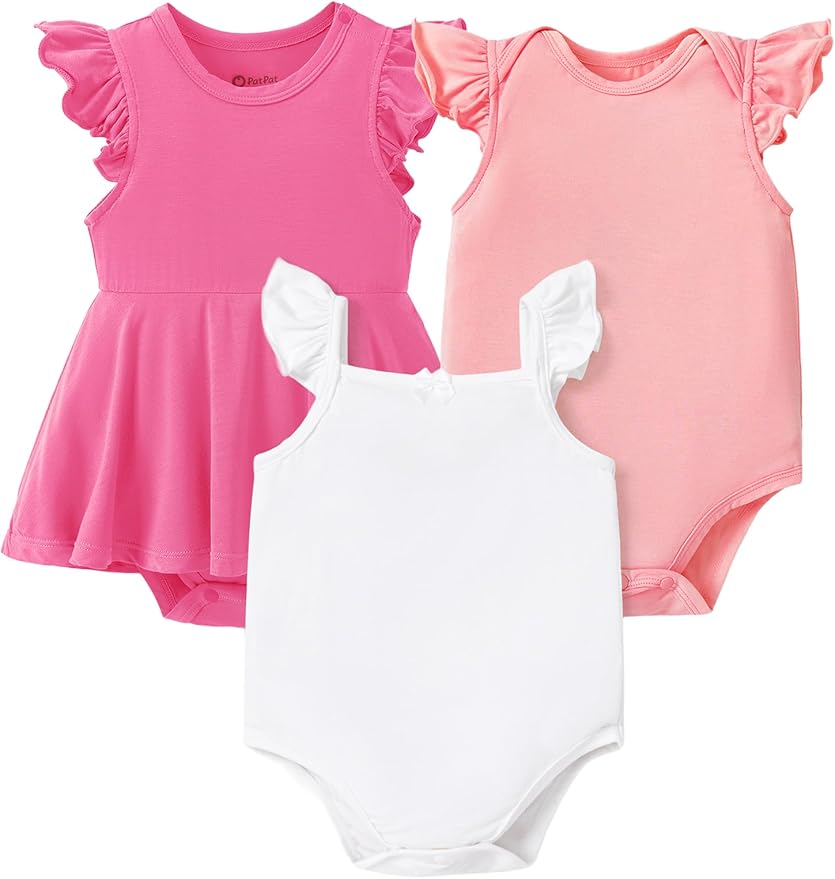 PATPAT Baby Girl Bamboo Viscose Bodysuits Set by PATPAT