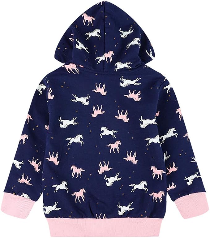Baby Girl Zip-up Jacket Rainbow Unicorn Cotton Hoodie Sweatshirt Toddler Fall - Image 5