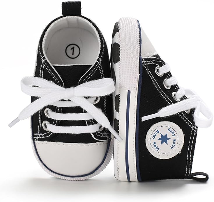 Unisex Baby Girls Boys Canvas High-top Shoes, Newborn Infant Anti-Slip Soft - Image 3