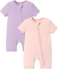PATPAT Baby Boy and Girl Bamboo Viscose 2-Pack Romper | 2-Way Zipper, Soft and by PATPAT