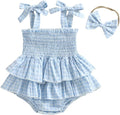 Newborn Baby Girl Summer Clothes Plaid Ruffle Bodysuits Onesie Infant Girl by LedyChampswiinToddlerBaby