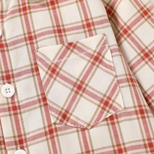 YOUNGER STAR Toddler Kids Boys Girls Flannel Hooded Plaid Shirt Button Baby Red - Image 6