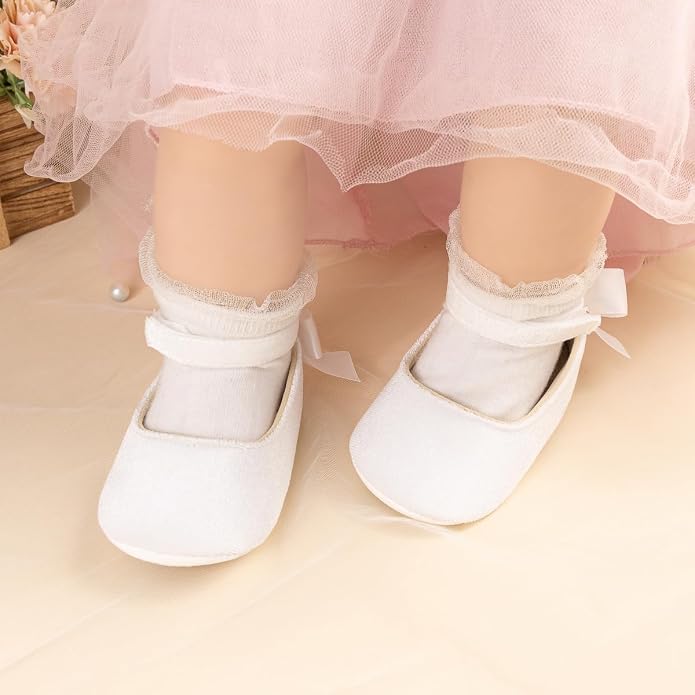 KIDSUN Infant Baby Girls Mary Jane Shoes Non-Slip Rubber Sole Ballet Slippers - Image 2