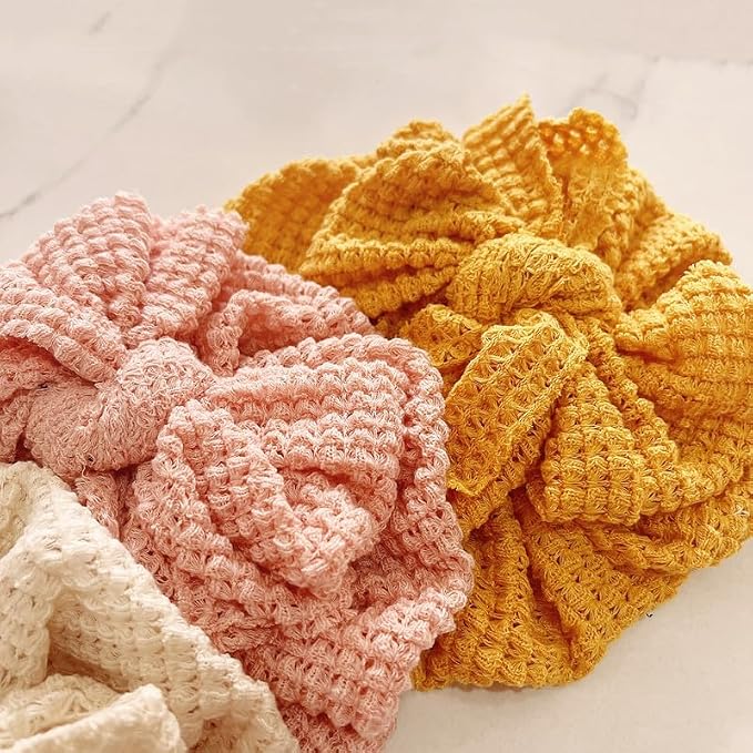 Baby Girls Hair Bow Turban Hat 6PCS Set, Top Bowknot Head Wrap Beanie India Caps - Image 2