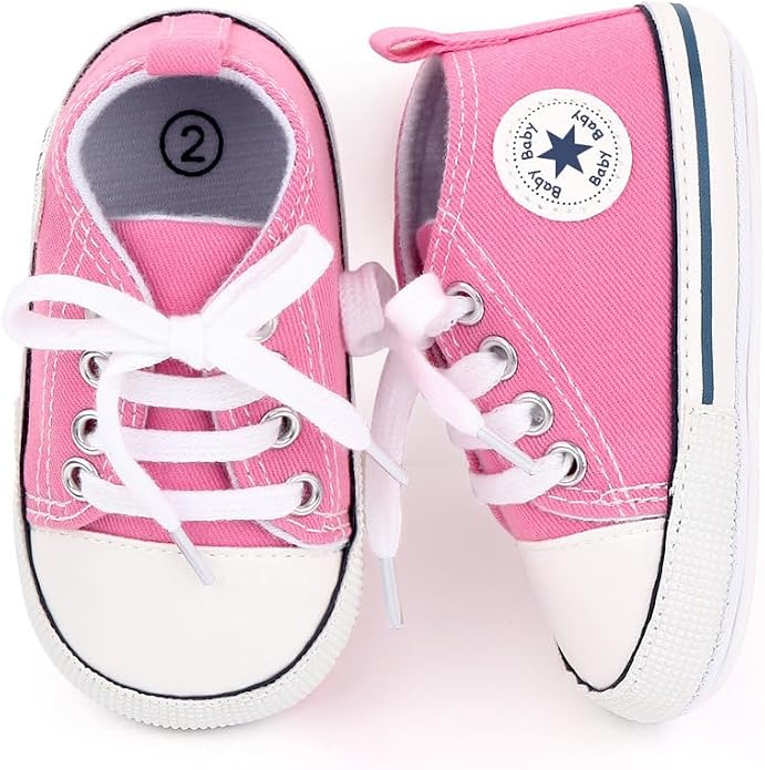 Unisex Baby Girls Boys Canvas High-top Shoes, Newborn Infant Anti-Slip Soft - Image 2