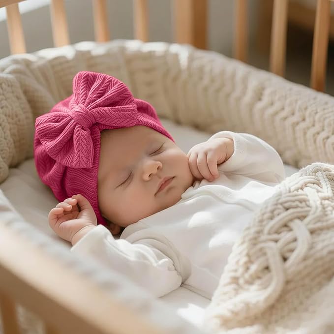 BQUBO Baby Turban Hats and Mittens Set Newborn Infant Hospital Hats Caps - Image 4