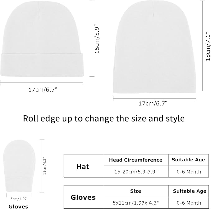 Newborn Baby Hats and Mittens Set Infant Beanie Cap Toddler Gloves Newborn - Image 2