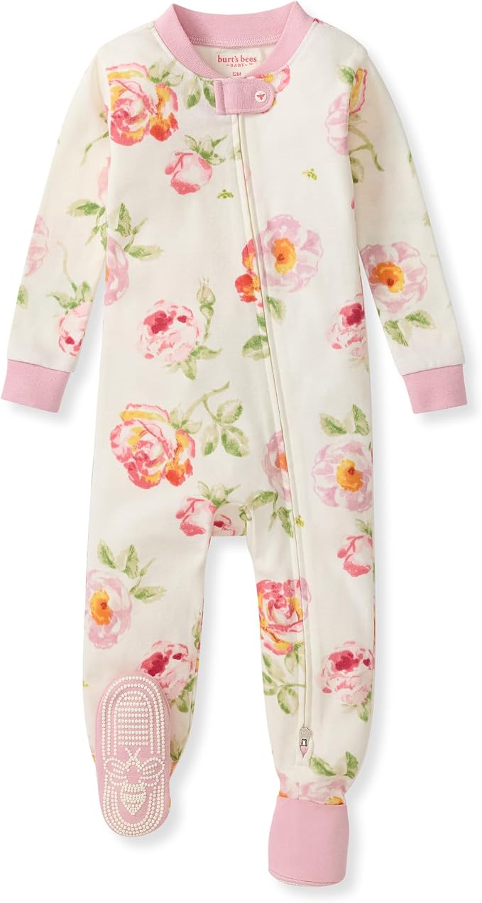 Burt's Bees Baby Girls Organic Cotton, Snug Fit Footed Sleeper Pajamas | by BurtsBeesBaby