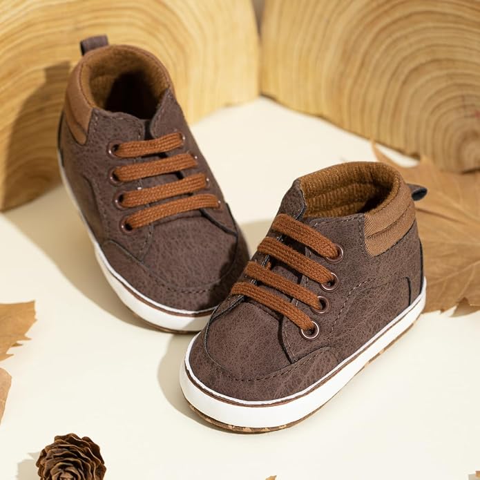 Meckior Toddler Baby Boys Girls High Tops Ankle Sneakers Soft Anti-Slip Sole PU - Image 3