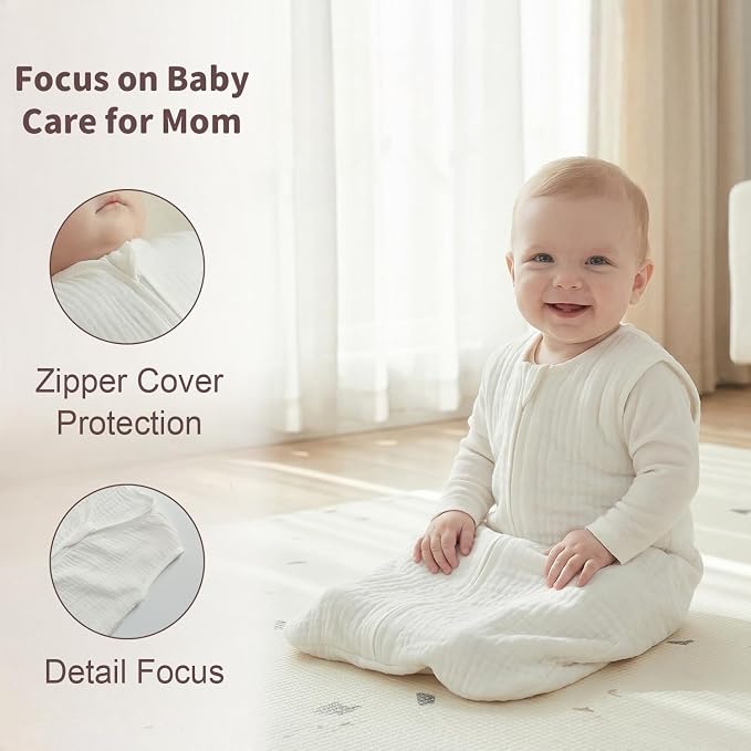 BSTOPPT 2 Pack Baby Sleep Sack 12-18 Months 100% Organic Cotton Muslin Baby - Image 6