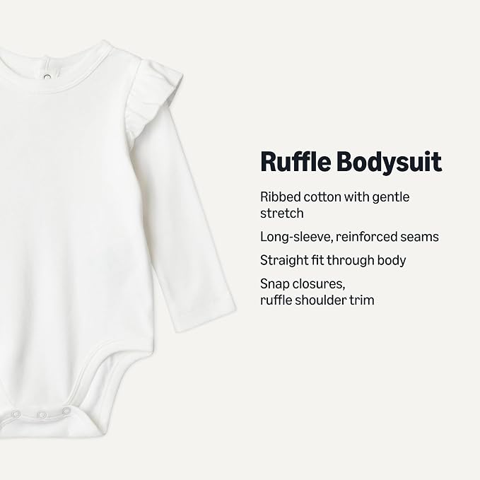 Amazon Essentials Baby Girls' Long-Sleeved Ruffle Bodysuits - Image 2