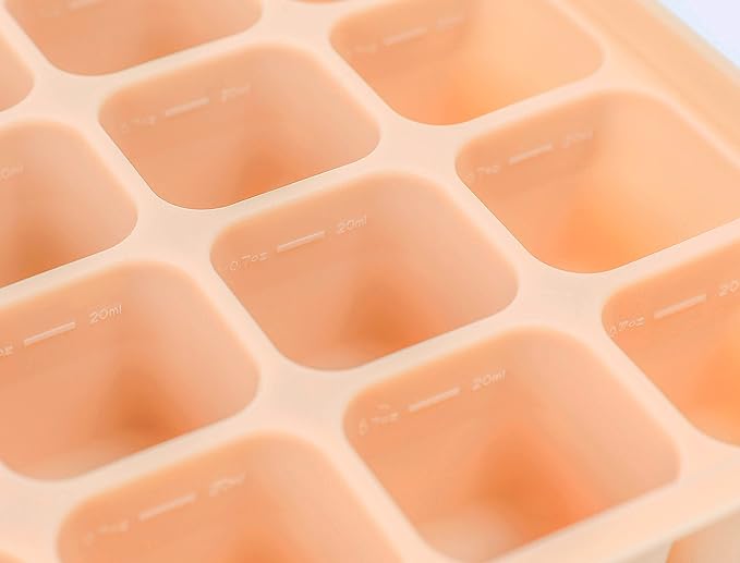 Baby Food Storage Silicone Cubes with Clip-On Lid Freezer Tray Baby Food Soups Purees Ice Safe Design Made in Korea (20cubes 0.8oz, Celadon Green Set of 2)