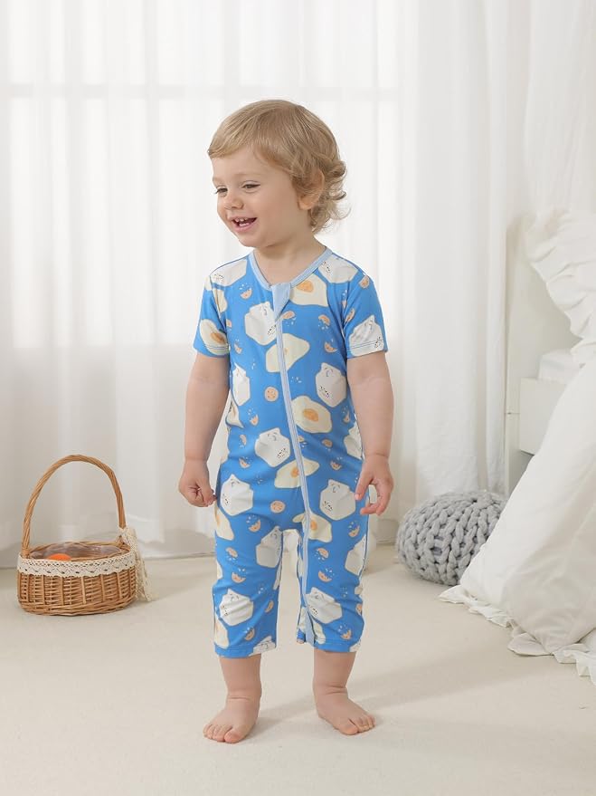 GUISBY Baby Rayon of Bamboo Short Sleeve Footless Zipper Romper 2 Pack | Soft - Image 7