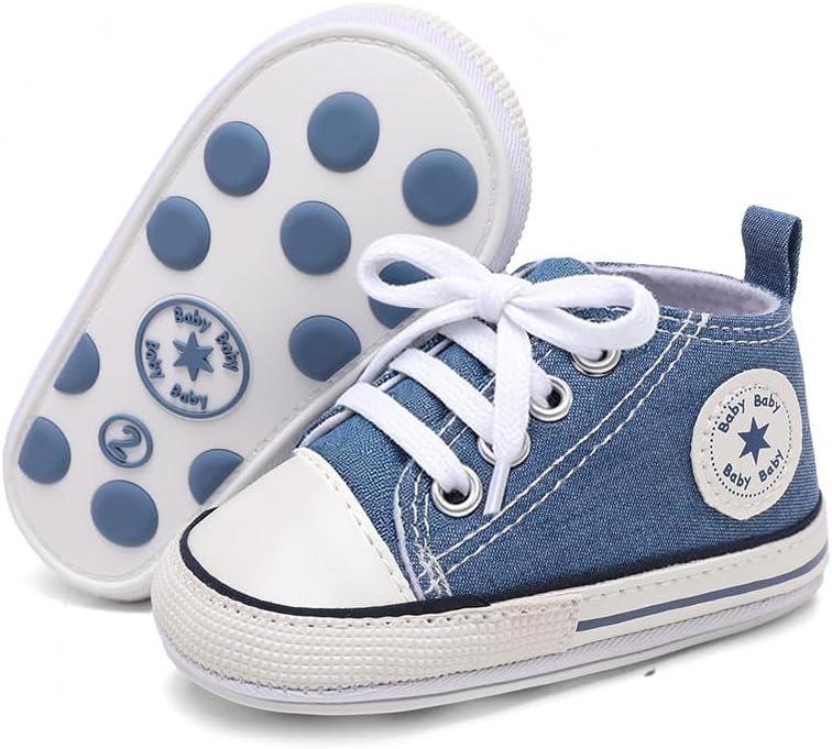 Unisex Baby Girls Boys Canvas High-top Shoes, Newborn Infant Anti-Slip Soft by KKIIDDSS