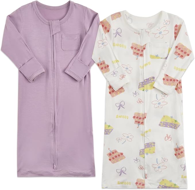 Aablexema Baby Nightgowns Rayon of Bamboo 2-way Zipper - Image 2