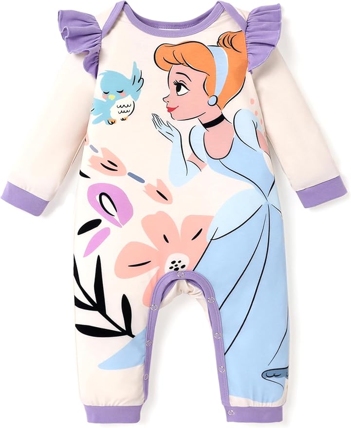 Disney Stitch Princess Minnie Winnie Marvel Baby Girls Ruffle Long Sleeve by Disney