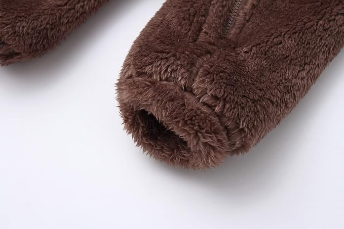 Baby Furry Jumpsuit Infant Bear Onesies Zipper Long Sleeve One-Piece Romper - Image 6