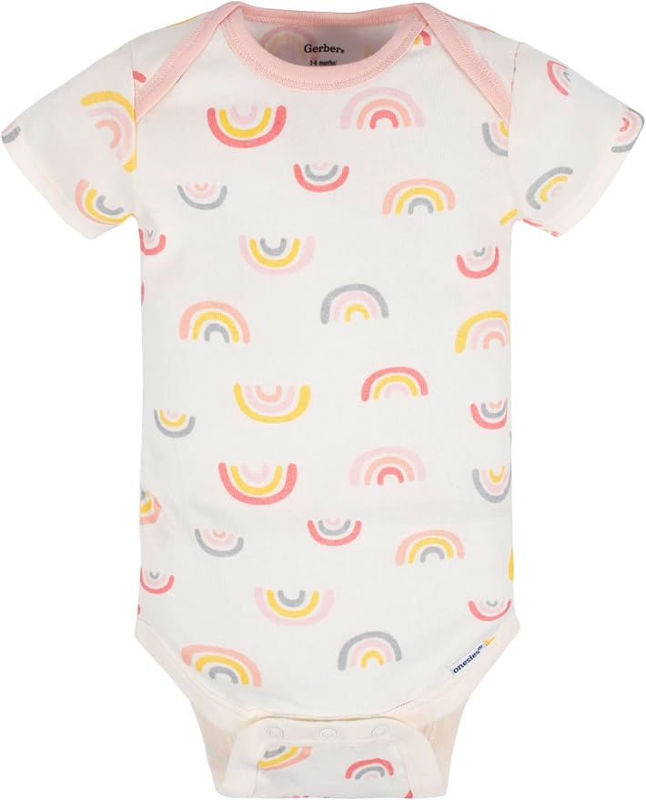 Gerber Baby Girls 5-Pack Short Sleeve Variety Onesies Bodysuits - Image 3