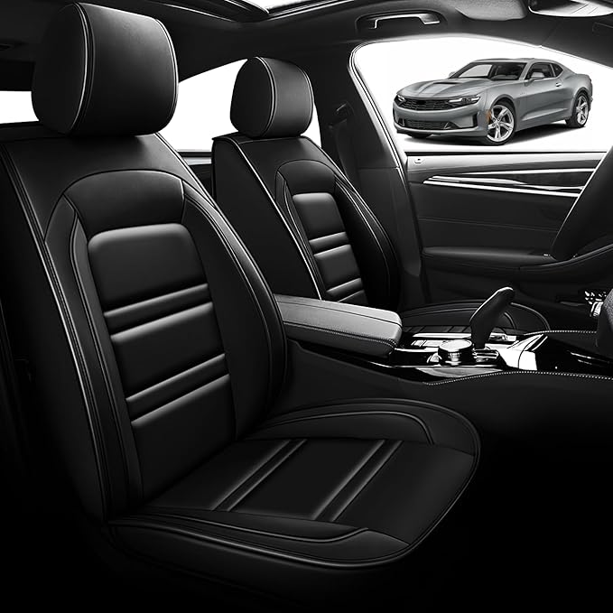 Seat Cover for Camaro 2000-2023 | Car Seat Covers Front Seats, Waterproof Seat Protectors, Automotive Front Seat Covers (Front Seat, Black)