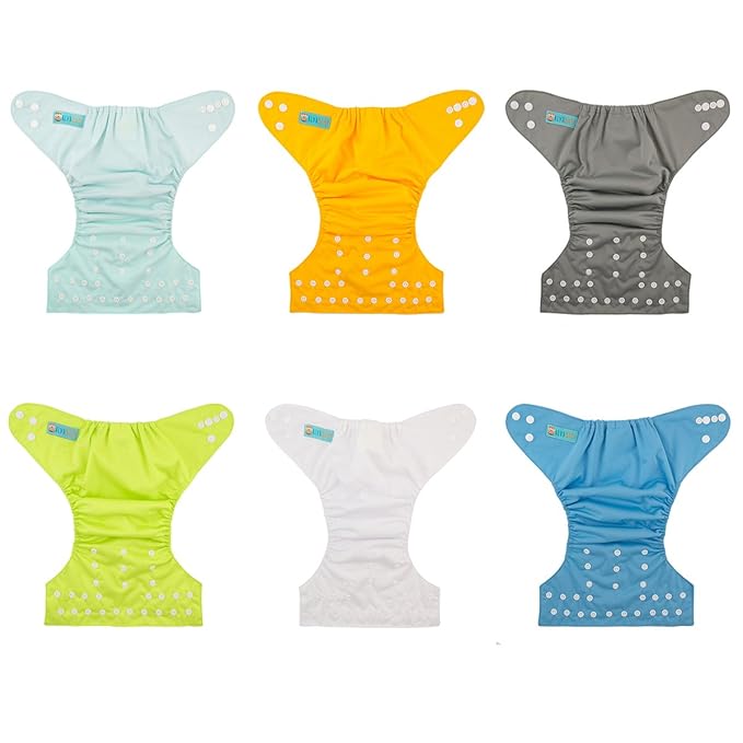 ALVABABY Baby Cloth Diapers/6 Pack with 12 pcs 4-Layer Rayon from Bamboo Inserts/Adjustable Washable Reusable 6BM98-MB