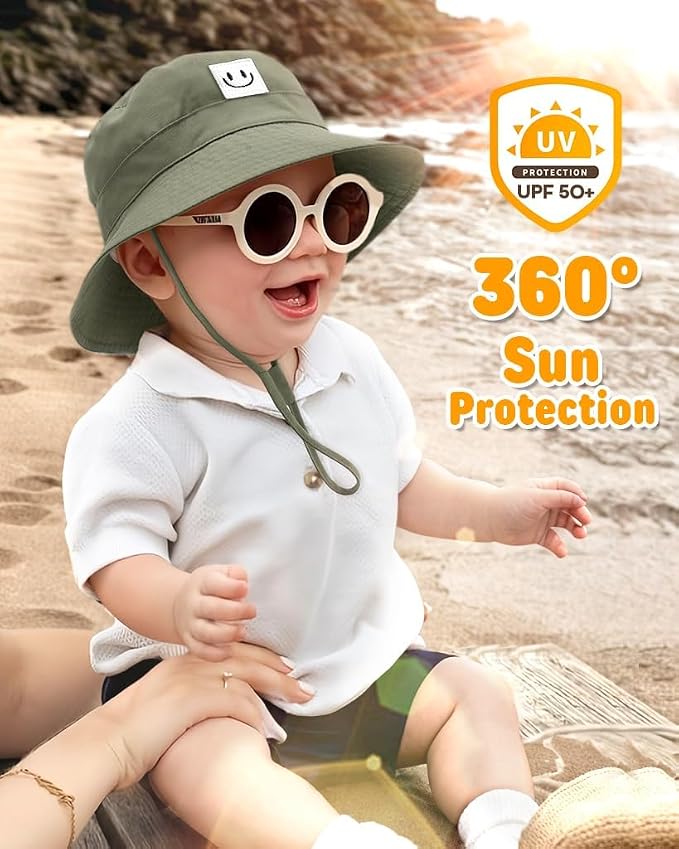 FURTALK Baby Sun Hat Toddler Bucket Hat Beach Smile Face UPF 50+ | Stays in the - Image 3