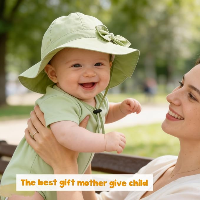 Baby Girl Sun Hat with UPF 50+ Outdoor Adjustable Beach Hat with Wide Brim - Image 2
