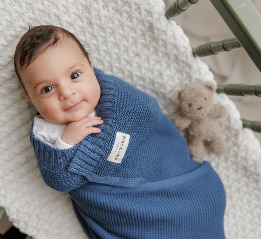 100% Organic Cotton Heritage Knit Textured Baby Quilt Blanket - Image 4