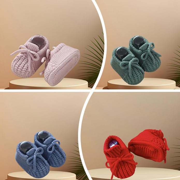 Newborn Shoes, Baby Girls Boys Hand Knit Booties, Photography Props, Photoshoot - Image 4
