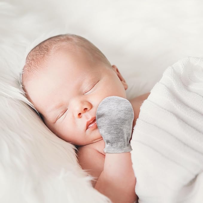 AQOKKA Newborn Baby Mittens No Scratch Cotton Elastic Wrist Gloves Infant - Image 7