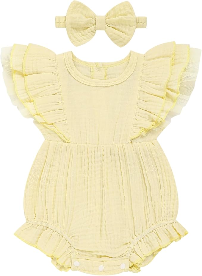 TITKKOP Ruffle Bubble Romper for Baby Girl | One-Piece Shorts Jumpsuit | Summer by TITKKOP