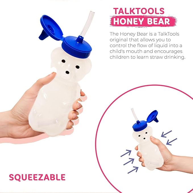 TalkTools Honey Bear Straw Cup, Dishwasher Safe Baby Drinking Bottle, Premium Food-Grade Material, Honeybear Sippy Cup for Ages 4+ Months, Trainer for Babies, Kids and Toddlers (Single 5oz)