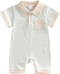 FOCUSNORM Newborn Baby Boy Summer Clothes Short Sleeve Lapel Jumpsuit Collar by FOCUSNORM