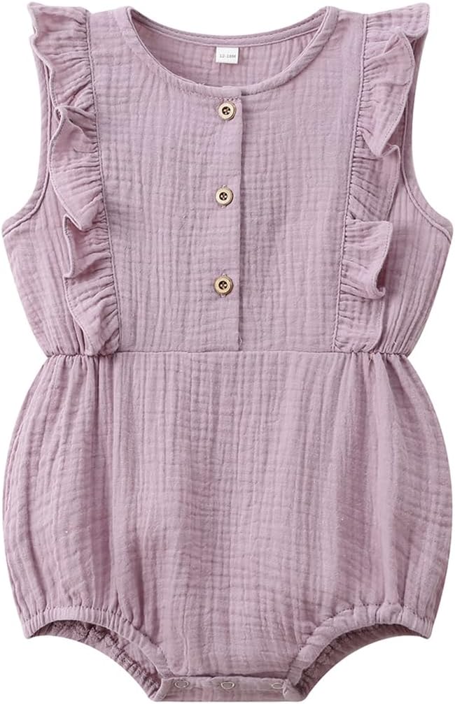 Baby Girl Bubble Romper Muslin Cotton Newborn Summer Clothes, 0-18M | Baby by WATOCHE