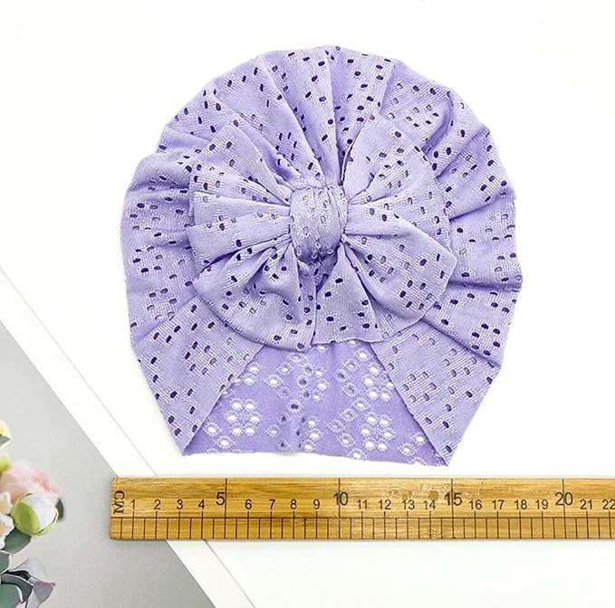 Baby Girls Hair Bow Turban Hat 6PCS Set, Top Bowknot Head Wrap Beanie India Caps - Image 6
