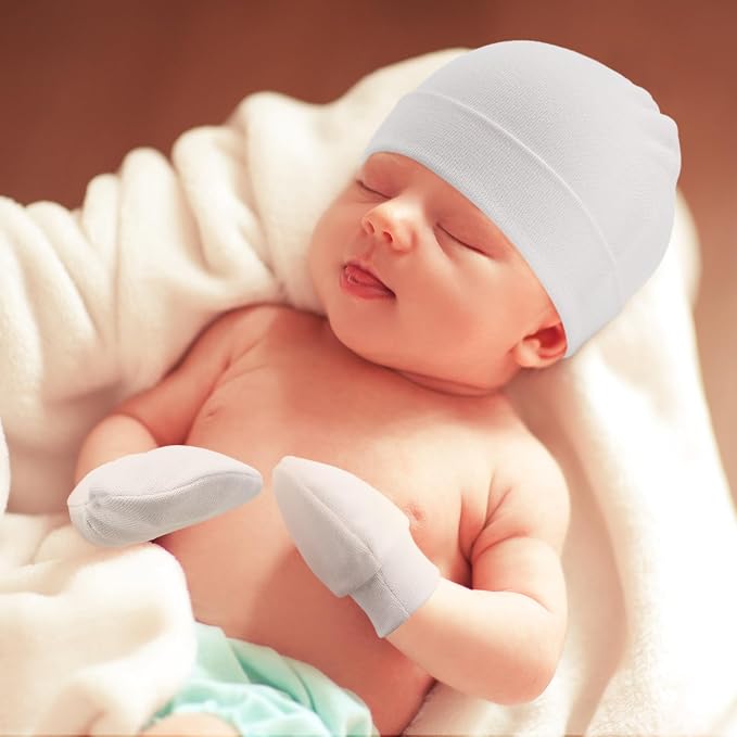 Newborn Baby Hats and Mittens Set Infant Beanie Cap Toddler Gloves Newborn - Image 6