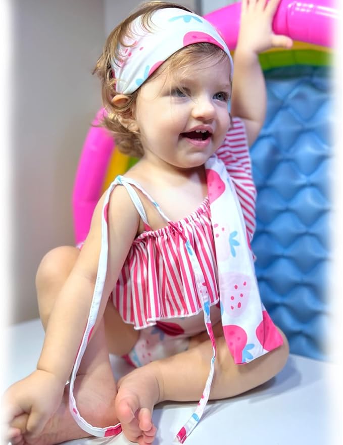 Toddler Baby Girls Ruffles Bikini One Piece Swimsuits Floral Off Shoulder Swimwear Beach Bathing Suit
