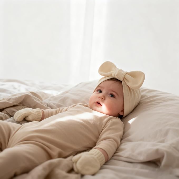 LIDHAY 4PCS Newborn Baby Hospital Hats Beanie Bow Infant Caps Cotton Preemie - Image 4
