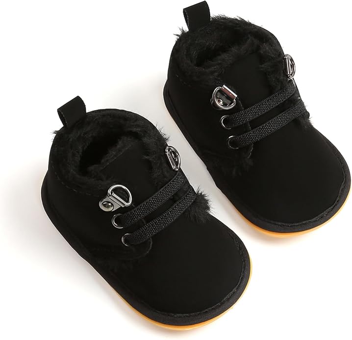 Baby Boys Girls Booties Fleece Anti-Slip Soft Sole Boots Toddler First Walker - Image 8