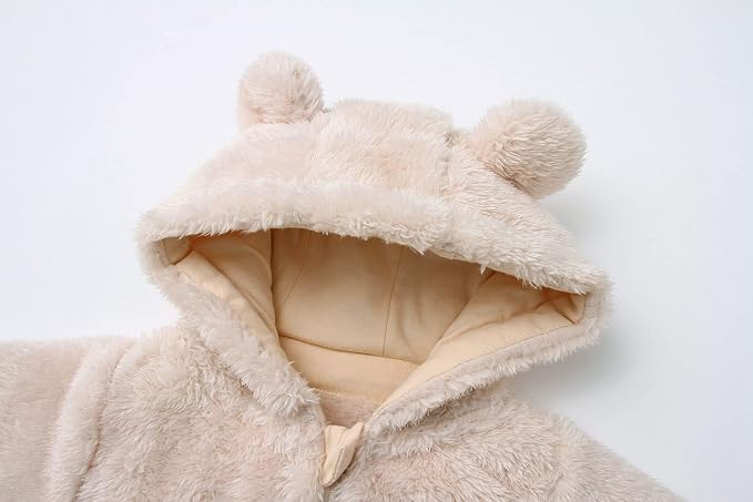 Baby Hooded Fleece Romper Long Sleeve Onesie Outwear Outfits 0-12M | Fall - Image 2