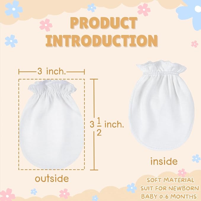 Baby Mittens No Scratch, Newborn Gloves 0-6M, Registry Essential - Image 2