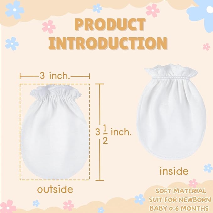 Baby Mittens No Scratch, Newborn Gloves 0-6M, Registry Essential - Image 2